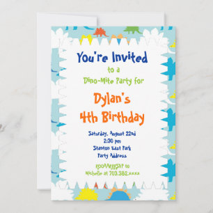 Cool amusant Dinosaur Invitations de fête d'annive