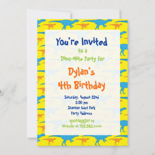 Cool amusant Dinosaur Invitations de fête d'annive