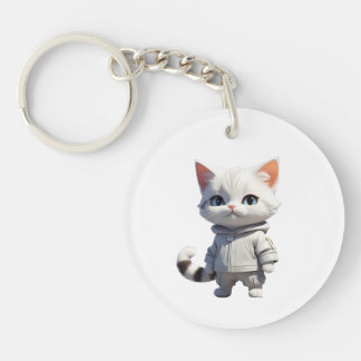 Cool and Adorable Cat Illustration Keychain