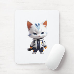 Cool and Adorable Cat Illustration Mouse Pad