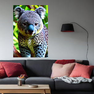 Cool and adorable Hybrid Jaguar Koala AI Art Poster