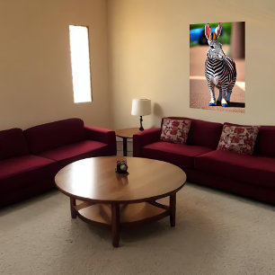 Cool and adorable Hybrid Rabbit Zebra   AI Art Poster