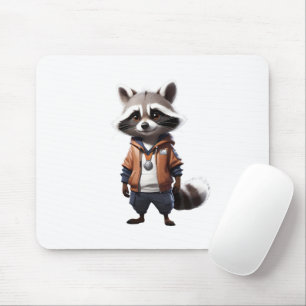 Cool and Adorable Raccoon Illustration Mouse Pad