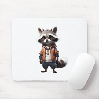 Cool and Adorable Raccoon Illustration Mouse Pad