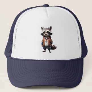 Cool and Adorable Raccoon Illustration Trucker Hat