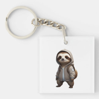 Cool and Adorable Sloth Illustration Keychain