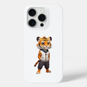 Cool and Adorable Tiger Illustration iPhone 15 Pro Case