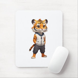 Cool and Adorable Tiger Illustration Mouse Pad