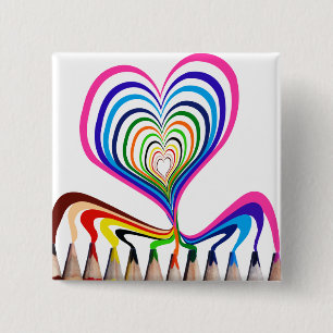 cool and beautiful Hand painted hearts with colour 2 Inch Square Button