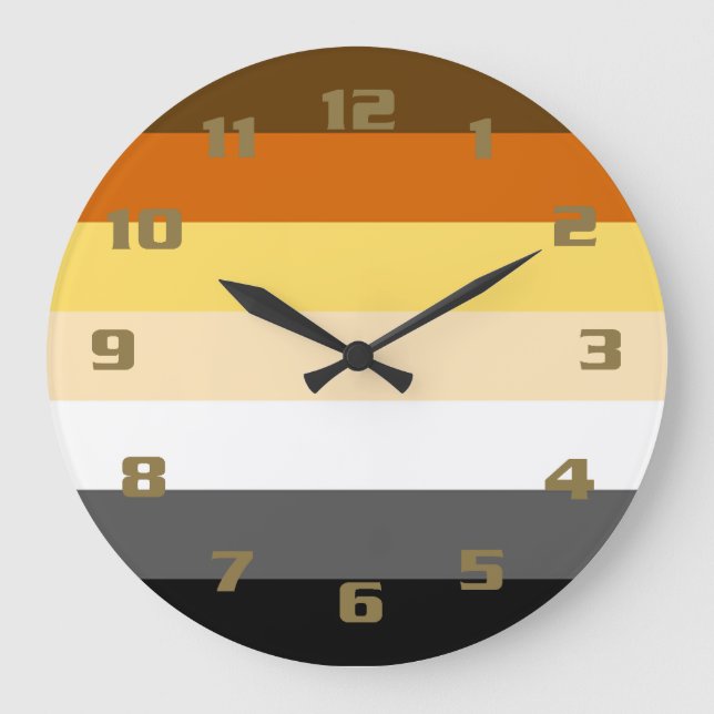 Cool and Classic Bear Pride Flag Large Clock (Front)