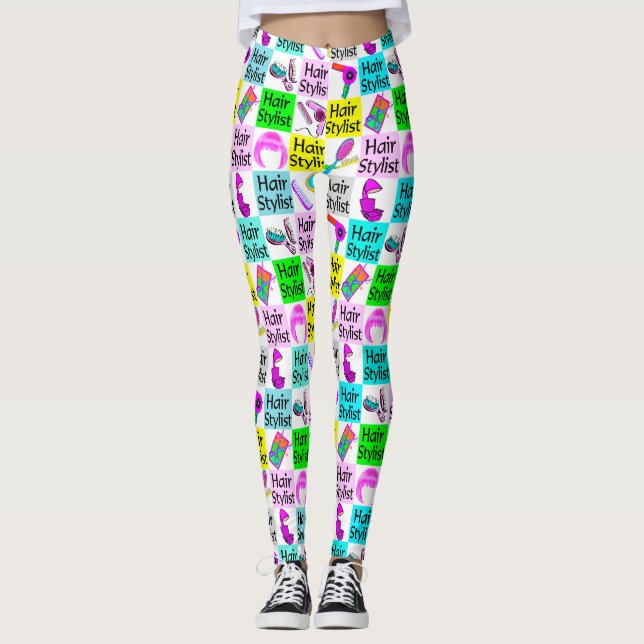 COOL AND COLORFUL HAIR STYLIST LEGGINGS (Front)