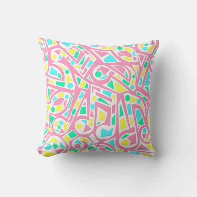 Cool and Colourful Abstract Music Notes Throw Pillow (Front)