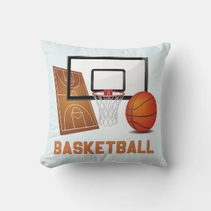 Cool and Colourful Basketball Sports Elements Throw Pillow