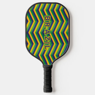 Cool and Colourful Brazilian Flag Colours Pickleball Paddle