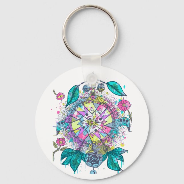 Cool and colourful dreamcatcher keychain (Front)