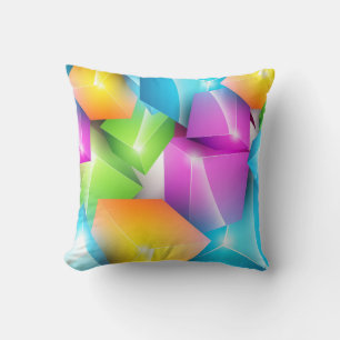 Cool and Colourful Group of 3-D Cubes Throw Pillow