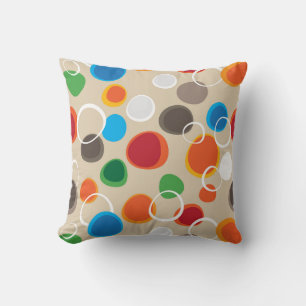Cool and Colourful Hand Drawn Circles and Bubbles Throw Pillow