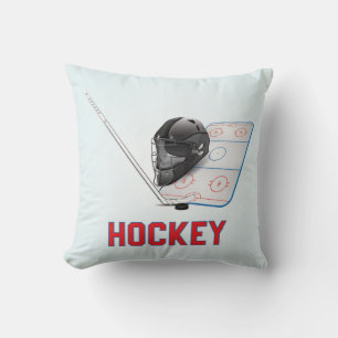 Cool and Colourful Hockey Sports Elements Throw Pillow
