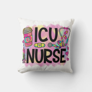 Cool and Colourful ICU Nurse Throw Pillow