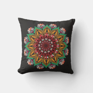 Cool and Colourful Mandala Floral Pattern Throw Pillow