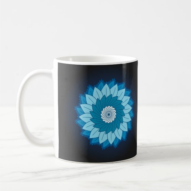 Cool and Colourful Mandala Pattern Blue Flames Coffee Mug (Left)
