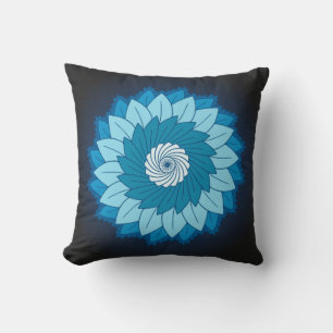 Cool and Colourful Mandala Pattern Blue Flames Throw Pillow