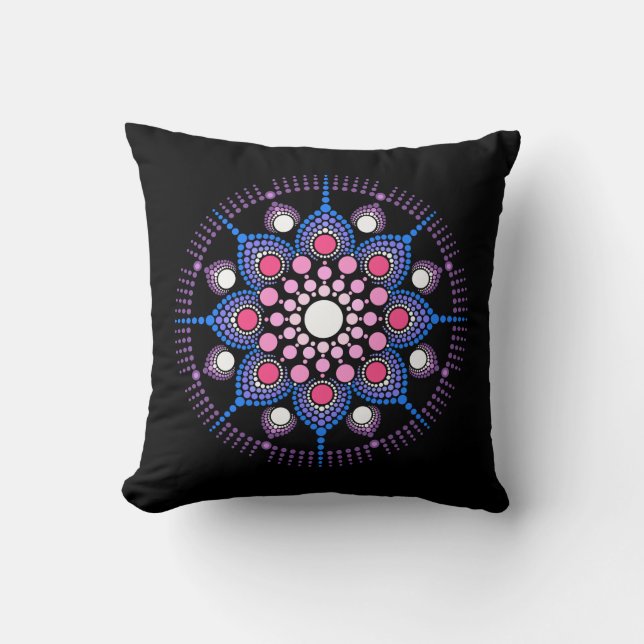 Cool and Colourful Mandala Pattern Throw Pillow (Front)