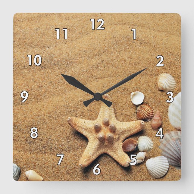 Cool and Colourful Ocean Themed Square Wall Clock (Front)