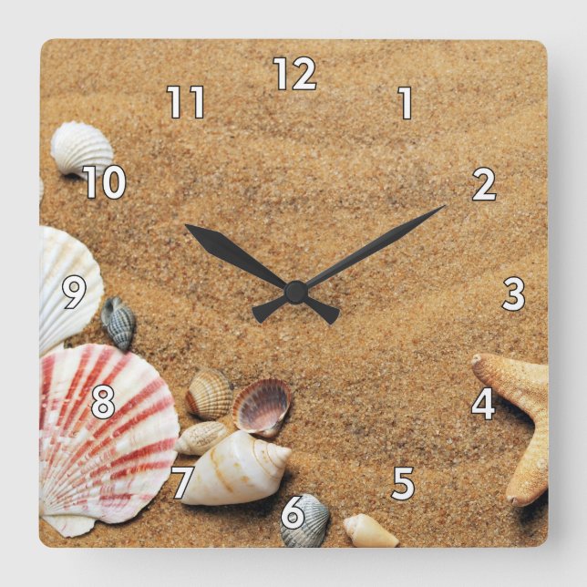 Cool and Colourful Ocean Themed Square Wall Clock (Front)