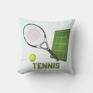 Cool and Colourful Tennis Sports Elements Throw Pillow