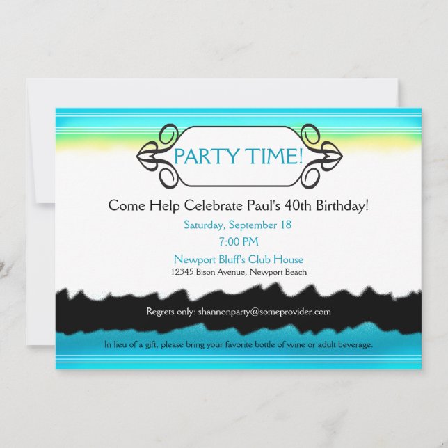 Cool and Contemporarty Colour Splash Invitation (Front)