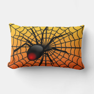 Cool and Creepy 3D spider on web Halloween Lumbar Pillow