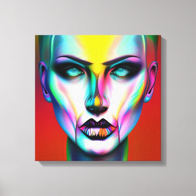 Cool and Creepy Colourful Androgynous Robot  Canvas Print (Front)
