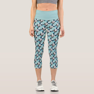 Cool and cute panda bear with sunglasses pattern capri leggings
