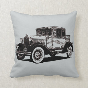 Cool and Fun Photo Illustration of Antique Car Throw Pillow