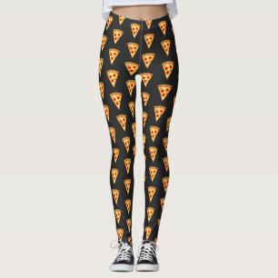 Cool and fun pizza slices pattern dark grey leggings
