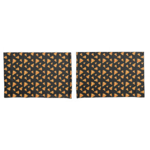 Cool and fun pizza slices pattern dark grey pillowcase