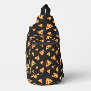 Cool and fun pizza slices pattern dark grey sling bag