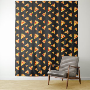 Cool and fun pizza slices pattern dark grey tapestry