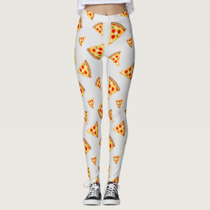 Cool and fun pizza slices pattern light gray leggings