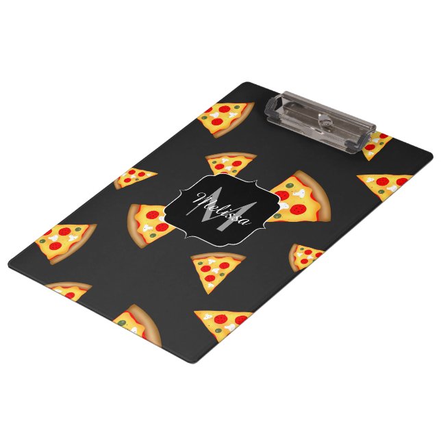 Cool and fun pizza slices pattern Monogram Clipboard (Angled)
