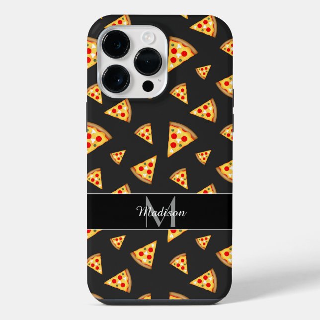 Cool and fun pizza slices pattern Monogram iPhone Case (Back)