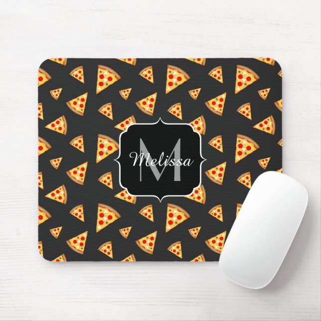 Cool and fun pizza slices pattern Monogram Mouse Pad (With Mouse)