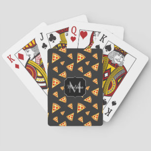 Cool and fun pizza slices pattern Monogram Playing Cards