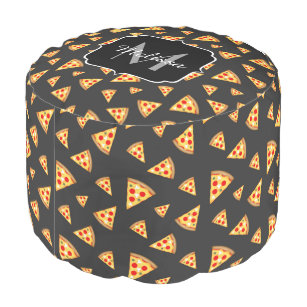 Cool and fun pizza slices pattern Monogram Pouf