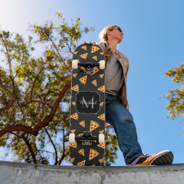 Cool and fun pizza slices pattern Monogram Skateboard (Outdoor 1)