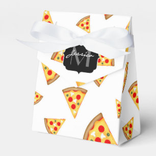 Cool and fun pizza slices pattern Monogram white Favor Box