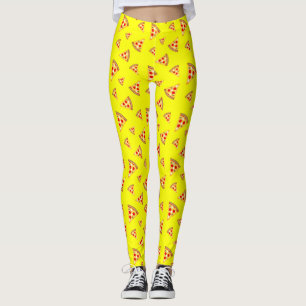 Cool and fun pizza slices pattern neon pink leggings
