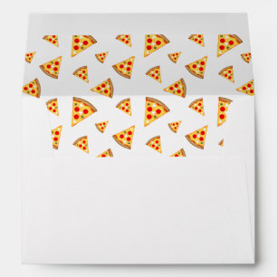 Cool and fun pizza slices pattern on white envelope
