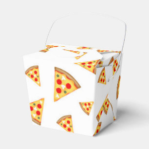 Cool and fun pizza slices pattern on white favor box